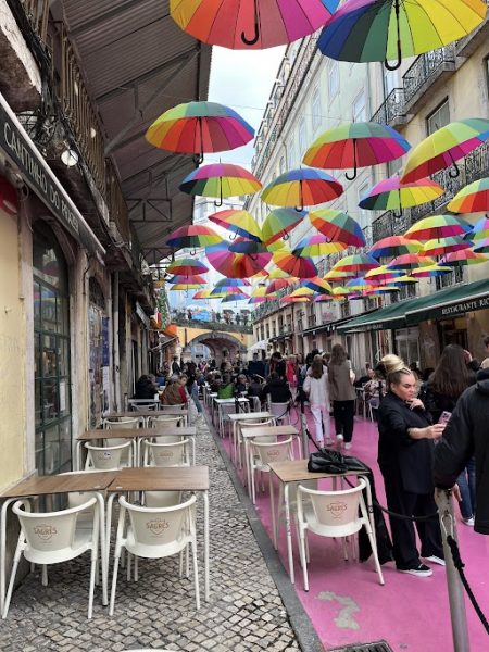 Pink Street in Lisbon Portugal